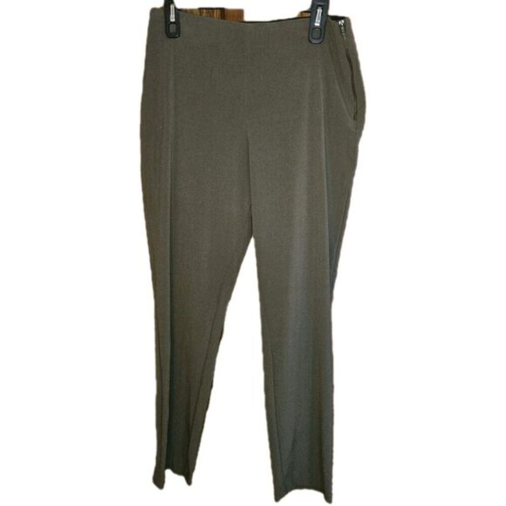 Nine West Olive Green Skinny Dress Pants 12 Side Zip Comfort‎ Stretch Waist